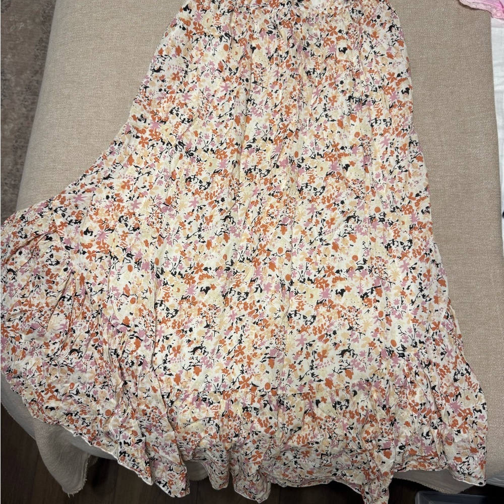Free People A-Line Skirt with Floral Design